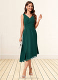 Krista A-line V-Neck Tea-Length Chiffon Cocktail Dress STIP0022304