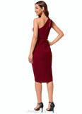 Trudie Sheath/Column One Shoulder Asymmetrical Stretch Crepe Cocktail Dress With Ruffle STIP0022308