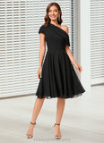 Aylin A-line One Shoulder Knee-Length Chiffon Cocktail Dress With Ruffle STIP0022309