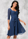 Angel A-line V-Neck Knee-Length Chiffon Cocktail Dress With Ruffle STIP0022333