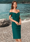 Janet Sheath/Column Off the Shoulder Knee-Length Chiffon Cocktail Dress With Ruffle STIP0022340