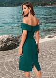 Janet Sheath/Column Off the Shoulder Knee-Length Chiffon Cocktail Dress With Ruffle STIP0022340