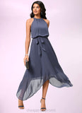 Jaylene A-line Scoop Ankle-Length Chiffon Cocktail Dress With Ruffle STIP0022361