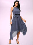 Jaylene A-line Scoop Ankle-Length Chiffon Cocktail Dress With Ruffle STIP0022361