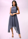 Jaylene A-line Scoop Ankle-Length Chiffon Cocktail Dress With Ruffle STIP0022361