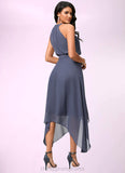 Jaylene A-line Scoop Ankle-Length Chiffon Cocktail Dress With Ruffle STIP0022361