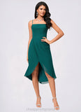 Ellie Sheath/Column Square Asymmetrical Chiffon Cocktail Dress With Pleated STIP0022389