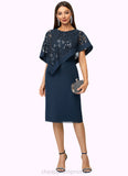 Campbell Sheath/Column Scoop Knee-Length Chiffon Lace Cocktail Dress With Sequins STIP0022399