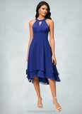 Thirza A-line Scoop Asymmetrical Chiffon Cocktail Dress With Pleated STIP0022410