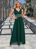 Skyler Beading Ruffle V-Neck Elegant A-line Chiffon Maxi Dresses STIP0022431