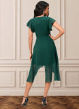 Beatrice A-line V-Neck Asymmetrical Chiffon Cocktail Dress With Ruffle STIP0022459