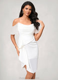 Jaylene Sheath/Column Off the Shoulder Asymmetrical Chiffon Cocktail Dress With Cascading Ruffles STIP0022460