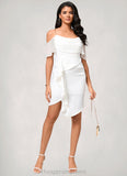 Jaylene Sheath/Column Off the Shoulder Asymmetrical Chiffon Cocktail Dress With Cascading Ruffles STIP0022460