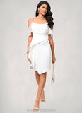 Jaylene Sheath/Column Off the Shoulder Asymmetrical Chiffon Cocktail Dress With Cascading Ruffles STIP0022460