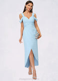 Crystal Sheath/Column Cold Shoulder Asymmetrical Chiffon Cocktail Dress With Ruffle STIP0022462