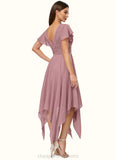 Skylar A-line V-Neck Ankle-Length Chiffon Cocktail Dress With Ruffle STIP0022486