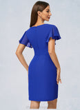 Melanie Sheath/Column V-Neck Knee-Length Chiffon Cocktail Dress With Cascading Ruffles STIP0022487