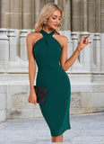 Wendy Ruffle Asymmetrical Elegant Sheath/Column Polyester Midi Dresses STIP0022492