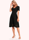 Teagan V-Neck Elegant A-line Cotton Blends Midi Dresses STIP0022499