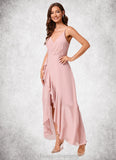 Ashlynn A-line V-Neck Asymmetrical Chiffon Cocktail Dress With Cascading Ruffles Ruffle STIP0022502