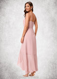 Ashlynn A-line V-Neck Asymmetrical Chiffon Cocktail Dress With Cascading Ruffles Ruffle STIP0022502