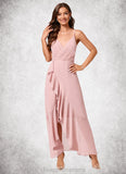 Ashlynn A-line V-Neck Asymmetrical Chiffon Cocktail Dress With Cascading Ruffles Ruffle STIP0022502