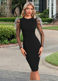 Sophronia Jacquard Scoop Elegant Sheath/Column Polyester Mini Dresses STIP0022516