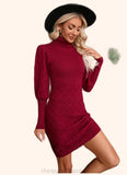 Virginia High Neck Elegant Bodycon Cotton Blends Mini Dresses STIP0022559