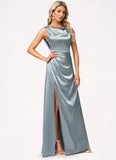 Livia A-line Cowl Scoop Floor-Length Stretch Satin Bridesmaid Dress STIP0022574