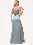 Livia A-line Cowl Scoop Floor-Length Stretch Satin Bridesmaid Dress STIP0022574