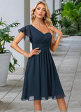 Abbigail A-line One Shoulder Knee-Length Chiffon Bridesmaid Dress With Ruffle STIP0022583