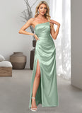 Ryleigh A-line One Shoulder Asymmetrical Stretch Satin Bridesmaid Dress STIP0022585