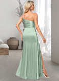 Ryleigh A-line One Shoulder Asymmetrical Stretch Satin Bridesmaid Dress STIP0022585