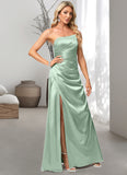 Ryleigh A-line One Shoulder Asymmetrical Stretch Satin Bridesmaid Dress STIP0022585