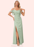 Jocelynn A-line Cold Shoulder Floor-Length Chiffon Bridesmaid Dress With Ruffle STIP0022586