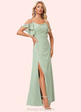 Jocelynn A-line Cold Shoulder Floor-Length Chiffon Bridesmaid Dress With Ruffle STIP0022586