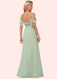 Jocelynn A-line Cold Shoulder Floor-Length Chiffon Bridesmaid Dress With Ruffle STIP0022586