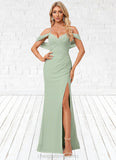 Kaylynn Trumpet/Mermaid V-Neck Floor-Length Chiffon Bridesmaid Dress STIP0022587