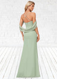 Kaylynn Trumpet/Mermaid V-Neck Floor-Length Chiffon Bridesmaid Dress STIP0022587