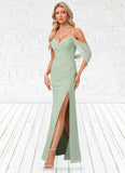 Kaylynn Trumpet/Mermaid V-Neck Floor-Length Chiffon Bridesmaid Dress STIP0022587