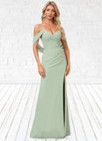 Kaylynn Trumpet/Mermaid V-Neck Floor-Length Chiffon Bridesmaid Dress STIP0022587