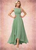 Jamya A-line Scoop Asymmetrical Chiffon Bridesmaid Dress STIP0022589