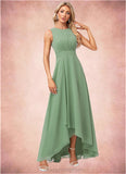 Jamya A-line Scoop Asymmetrical Chiffon Bridesmaid Dress STIP0022589