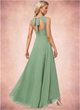 Jamya A-line Scoop Asymmetrical Chiffon Bridesmaid Dress STIP0022589