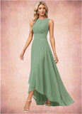 Jamya A-line Scoop Asymmetrical Chiffon Bridesmaid Dress STIP0022589