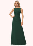 Janice A-line Boat Neck Floor-Length Chiffon Bridesmaid Dress STIP0022592