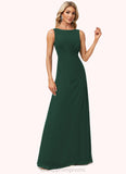 Janice A-line Boat Neck Floor-Length Chiffon Bridesmaid Dress STIP0022592