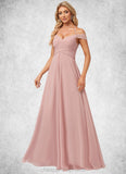 Lola A-line Cold Shoulder Halter Floor-Length Chiffon Lace Bridesmaid Dress STIP0022601