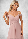 Lola A-line Cold Shoulder Halter Floor-Length Chiffon Lace Bridesmaid Dress STIP0022601