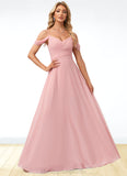 Jennifer A-line Cold Shoulder Floor-Length Chiffon Bridesmaid Dress STIP0022602